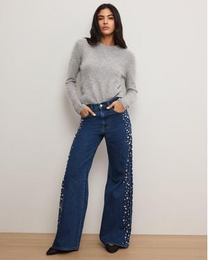 Veronica Beard Kasey Embellished Wide-leg Jean - Blue