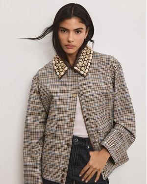 Veronica Beard Kasper Plaid Chore Jacket - Brown