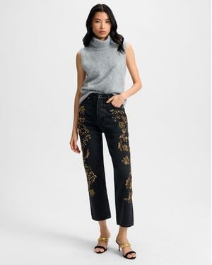 Veronica Beard Daniela Embellished Straight-leg Jean - White