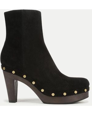Veronica Beard Gavi Clog Studded Heeled Bootie - Black
