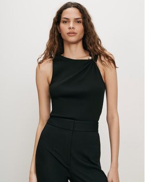 Veronica Beard Deylin Brooch Tank Top - Black