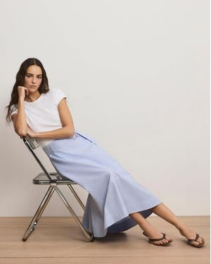 Veronica Beard Belmar Mixed-media Midi Dress Blue White Stripe - Multicolor