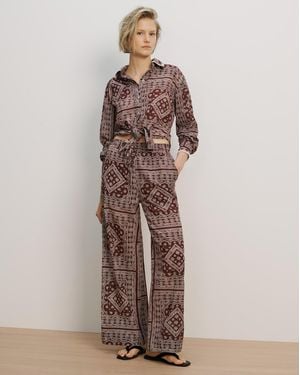Veronica Beard Sylvester Wide-leg Pant Raisin Dove White - Brown