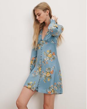 Veronica Beard Gabria Floral Mini Dress - Blue