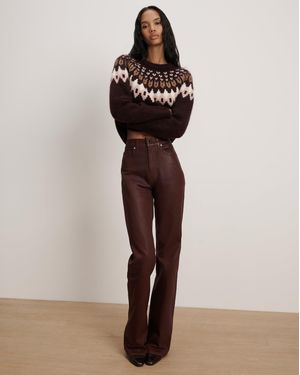 Veronica Beard Crosbie Coated Slim Wide-leg Jean - Brown