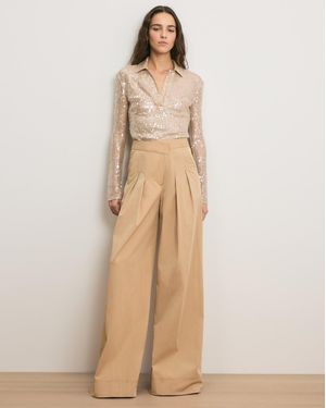 Veronica Beard Heron Crossover Waistband Pant - Natural