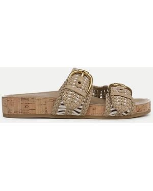 Veronica Beard Prue Woven-leather Sandal Sand Parchment - White