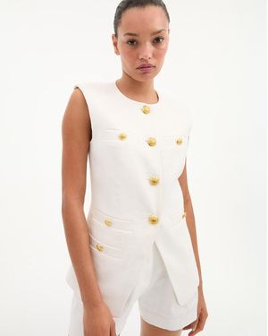 Veronica Beard Tamara Linen Vest - White