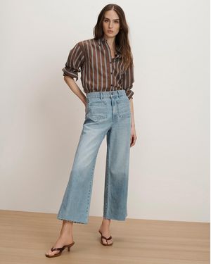 Veronica Beard Taylor Cropped Patch-pocket Wide-leg Jean - Blue