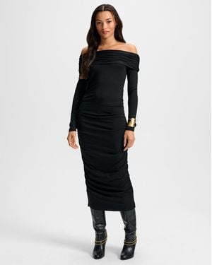 Veronica Beard Tinette Off-the-shoulder Midi Dress - Black