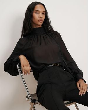Veronica Beard Alyssa Silk Turtleneck Blouse - Black