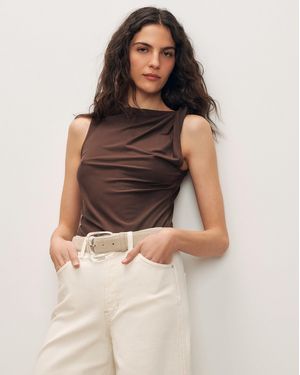 Veronica Beard Otessa Boatneck Tank Top - Brown
