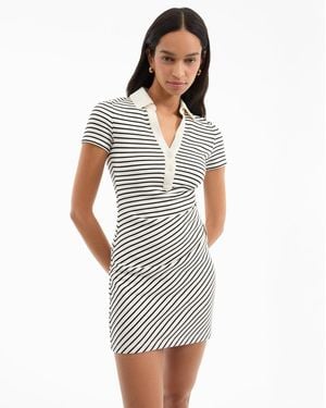 Veronica Beard Lanier Polo Mini Dress Dove Black - White