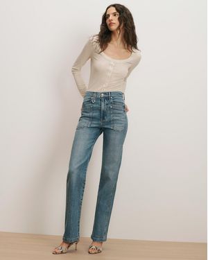 Veronica Beard Dylan Patch-pocket Straight-leg Jean - Blue