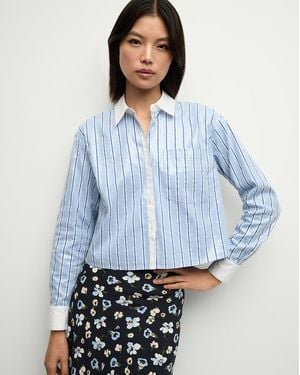 Veronica Beard Maia Sequin Shirt Blue Sky White