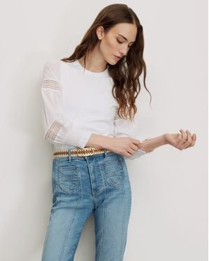 Veronica Beard Bellamie Mixed Media Top - White