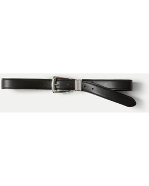 Veronica Beard Arch Leather Belt Black Silver - Natural