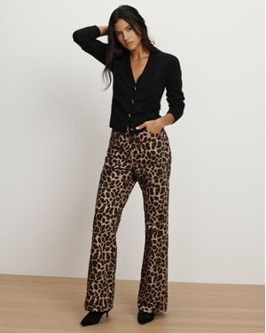 Veronica Beard Taylor Leopard Wide-leg Jean - Multicolor