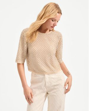 Veronica Beard Novalie Beaded Top - Natural