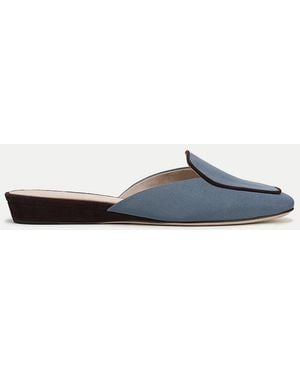 Veronica Beard Moritz Loafer Mule Blue Lake Raisin - White