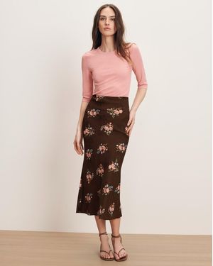 Veronica Beard Clover Floral Midi Skirt - Pink