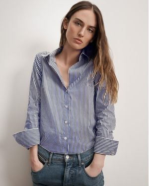 Veronica Beard Amelia Striped Button-down Shirt Navy White - Gray