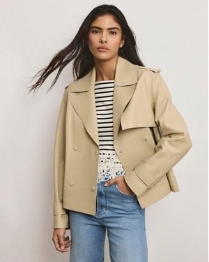 Veronica Beard Heathcliff Cropped Leather Trench Coat - Natural