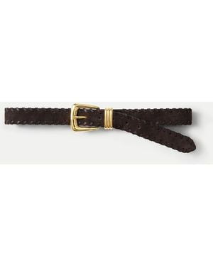 Veronica Beard Arch Suede Whipstitch Belt - White