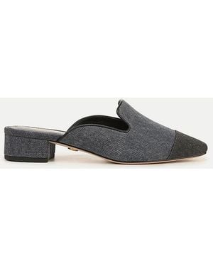 Veronica Beard Cecile Denim Cap-toe Mule Denim Blue Black - White