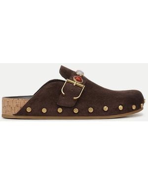 Veronica Beard Fern Embellished Clog - Brown