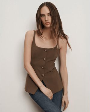 Veronica Beard Liana Button-up Vest - Brown