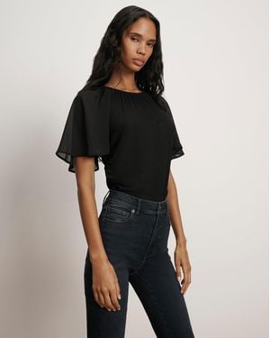 Veronica Beard Arisa Chiffon-sleeve T-shirt - Black