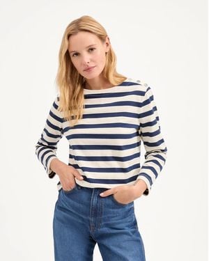Veronica Beard Hovey Striped Top Navy Dove - Blue