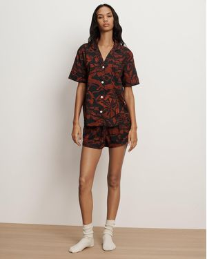 Veronica Beard Short-sleeve Cotton Pajama Set Black Red - Brown
