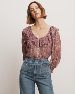 Veronica Beard Hewitts Floral Blouse - Blue