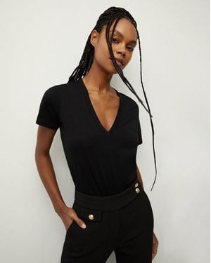 Veronica Beard Cindy V-neck T-shirt - Black