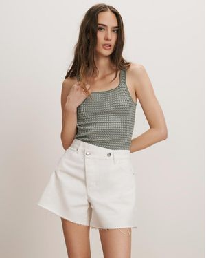 Veronica Beard Ellis Crossover-waistband Denim Short - Natural