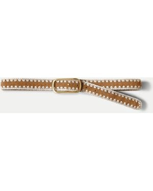 Veronica Beard Loop Suede Whipstitch Belt - White