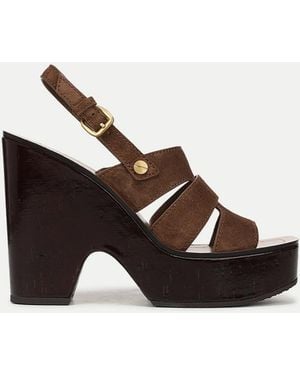 Veronica Beard Peony Suede Platform Sandal - Brown