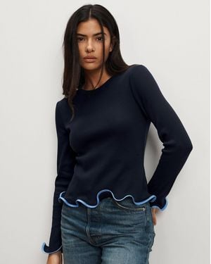 Veronica Beard Elianne Ruffle-trim T-shirt - Blue