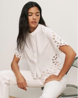 Veronica Beard Aleck Lace Button-down Shirt - White