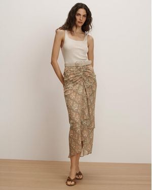 Veronica Beard Sira Silk Midi Skirt - Natural