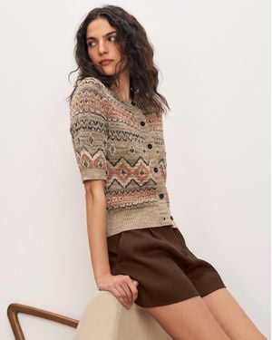 Veronica Beard Shana Printed Cardigan - Brown