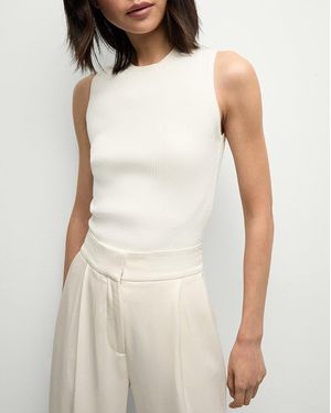 Veronica Beard Sid Crew-neck Knit Tank Top - White