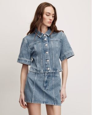 Veronica Beard Malcom Cropped Denim Jacket - Blue