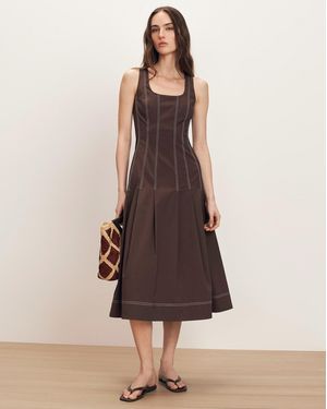 Veronica Beard Jolie Cotton Poplin Midi Dress - Natural