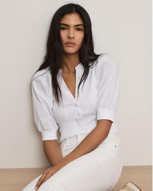 Veronica Beard Coralee Puff-sleeve Top - White