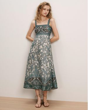 Veronica Beard Rye Linen-silk Midi Dress - Multicolor