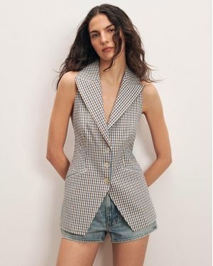 Veronica Beard Costa Gingham Vest - Gray