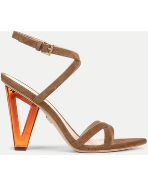 Veronica Beard Lanaya Suede Ankle-wrap Sandal - White
